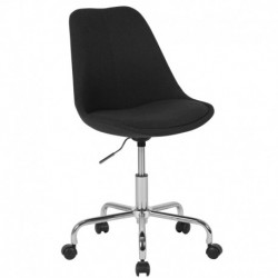 MFO Ella Collection Mid-Back Black Fabric Task Office Chair with Pneumatic Lift and Chrome Base