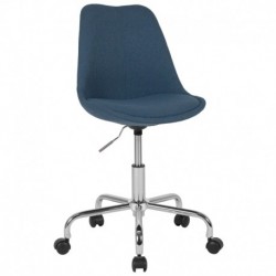 MFO Ella Collection Mid-Back Blue Fabric Task Office Chair with Pneumatic Lift and Chrome Base