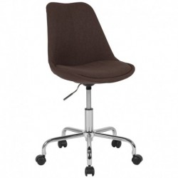 MFO Ella Collection Mid-Back Brown Fabric Task Office Chair with Pneumatic Lift and Chrome Base