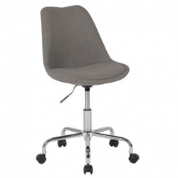 MFO Ella Collection Mid-Back Light Gray Fabric Task Office Chair with Pneumatic Lift and Chrome Base