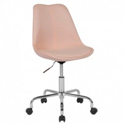 MFO Ella Collection Mid-Back Pink Fabric Task Office Chair with Pneumatic Lift and Chrome Base