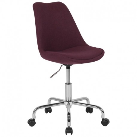 MFO Ella Collection Mid-Back Purple Fabric Task Office Chair with Pneumatic Lift and Chrome Base