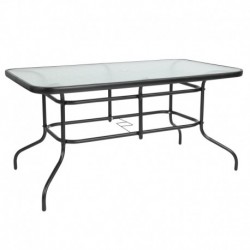 MFO 31.5" x 55" Rectangular Tempered Glass Metal Table