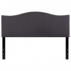 MFO Penelope Collection Queen Size Headboard with Accent Nail Trim in Dark Gray Fabric