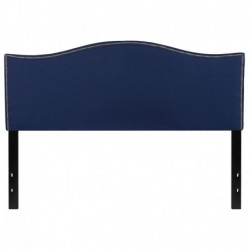 MFO Penelope Collection Queen Size Headboard with Accent Nail Trim in Navy Fabric