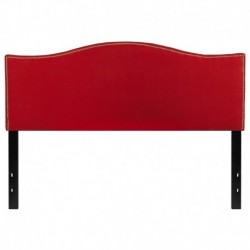 MFO Penelope Collection Queen Size Headboard with Accent Nail Trim in Red Fabric