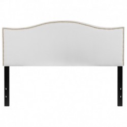 MFO Penelope Collection Queen Size Headboard with Accent Nail Trim in White Fabric