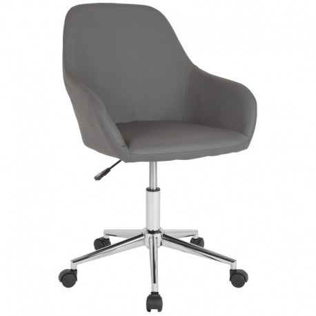 MFO Colette Collection Mid-Back Chair in Gray Leather