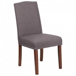 MFO Stanford Collection Gray Fabric Parsons Chair with Silver Accent Nail Trim