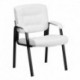 MFO White Leather Executive Side Reception Chair with Black Metal Frame