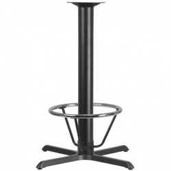 MFO 33'' x 33'' Restaurant Table X-Base with 4'' Dia. Bar Height Column and Foot Ring