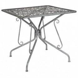 MFO Agathe Collection 31.5" Square Antique Silver Indoor-Outdoor Steel Patio Table