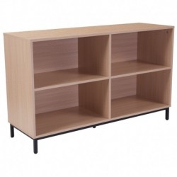 MFO Stanford Collection 4 Shelf 29.5"H Open Bookcase Storage in Oak Wood Grain Finish