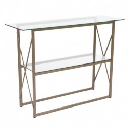 MFO Diana Collection Glass Console Table with Matte Gold Frame