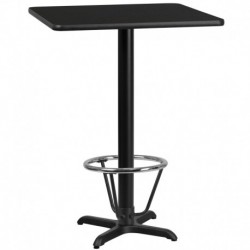 MFO 24'' Square Black Laminate Table Top with 22'' x 22'' Bar Height Table Base and Foot Ring