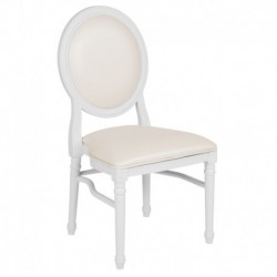 MFO Princeton Collection 900 lb. Capacity King Louis Chair with White Vinyl Back & Seat & White Frame