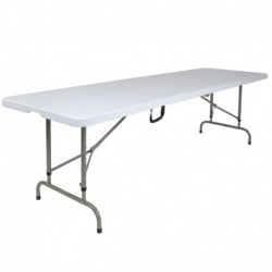 MFO 30"W x 96"L Height Adjustable Bi-Fold Granite White Plastic Banquet & Event Folding Table