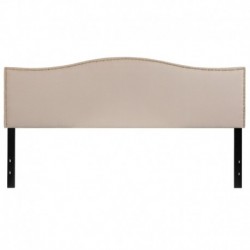 MFO Penelope Collection King Size Headboard with Accent Nail Trim in Beige Fabric