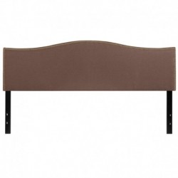 MFO Penelope Collection King Size Headboard with Accent Nail Trim in Camel Fabric