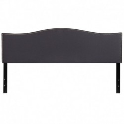 MFO Penelope Collection King Size Headboard with Accent Nail Trim in Dark Gray Fabric