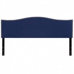MFO Penelope Collection King Size Headboard with Accent Nail Trim in Navy Fabric