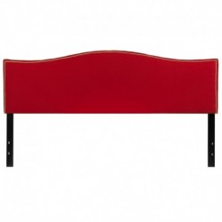 MFO Penelope Collection King Size Headboard with Accent Nail Trim in Red Fabric