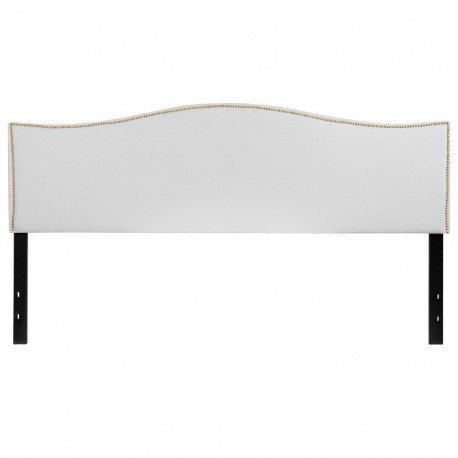 MFO Penelope Collection King Size Headboard with Accent Nail Trim in White Fabric