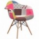 MFO Crew Collection Milan Patchwork Fabric Chair with Wooden Legs