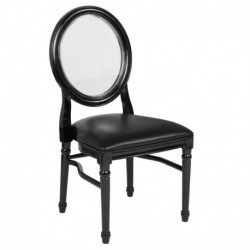 MFO Princeton 900 lb. Capacity King Louis Chair with Transparent Back, Black Vinyl Seat & Black Frame