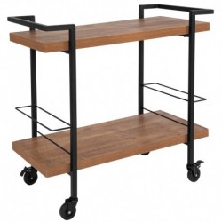 MFO Benjamin Collection Rustic Wood Grain and Iron Kitchen Serving and Bar Cart