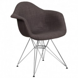 MFO Crew Collection Camila Gray Fabric Chair with Chrome Base