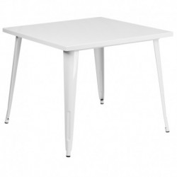 MFO 35.5'' Square White Metal Indoor-Outdoor Table