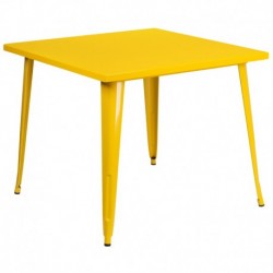 MFO 35.5'' Square Yellow Metal Indoor-Outdoor Table