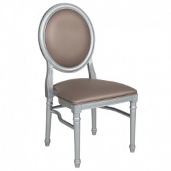 MFO Princeton Collection 900 lb. Capacity King Louis Chair with Taupe Vinyl Back & Seat & Silver Frame