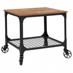 MFO Benjamin Collection Rustic Wood Grain and Industrial Iron Kitchen Serving and Bar Cart