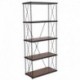 MFO Diana Collection 4 Shelf 57"H Chain Accent Metal Frame Bookcase in Antique Wood Grain Finish