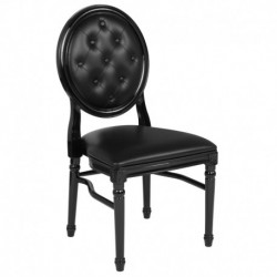 MFO Princeton 900 lb. Capacity King Louis Chair with Tufted Back, Black Vinyl Seat & Black Frame