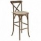 MFO Princeton Collection Dark Antique Wood Cross Back Barstool with Cushion
