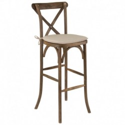 MFO Princeton Collection Dark Antique Wood Cross Back Barstool with Cushion