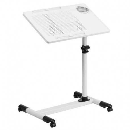 MFO White Adjustable Height Steel Mobile Computer Desk