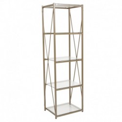 MFO Diana Collection 4 Shelf 64"H Cross Brace Glass Bookcase in Matte Gold