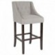MFO Stanford 30" High Transitional Tufted Walnut Barstool with Accent Nail Trim in Light Gray Fabric