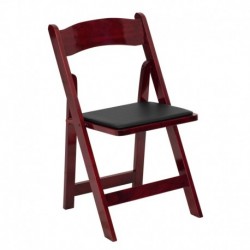 MFO Mahogany Wood Folding Chair with Vinyl Padded Seat