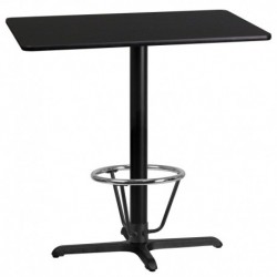 MFO 24'' x 42'' Rectangular Black Laminate Table Top + 22'' x 30'' Bar Height Table Base & Foot Ring
