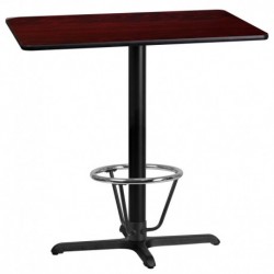 MFO 24'' x 42'' Rectangular Mahogany Table Top with 22'' x 30'' Bar Height Table Base & Foot Ring