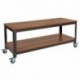 MFO Benjamin Collection TV Stand in Brown Oak Wood Grain Finish with Metal Wheels