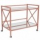 MFO Princeton Collection Glass Kitchen Serving and Bar Cart with Rose Gold Frame