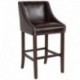 MFO Stanford Collection 30" High Transitional Walnut Barstool with Accent Nail Trim in Brown Leather