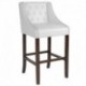 MFO Stanford 30" High Transitional Tufted Walnut Barstool with Accent Nail Trim in White Leather