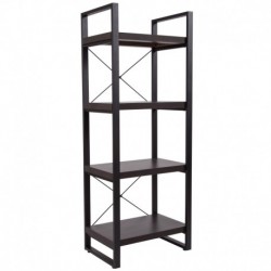 MFO Stanford Collection 4 Shelf 62"H Etagere Bookcase in Charcoal Wood Grain Finish